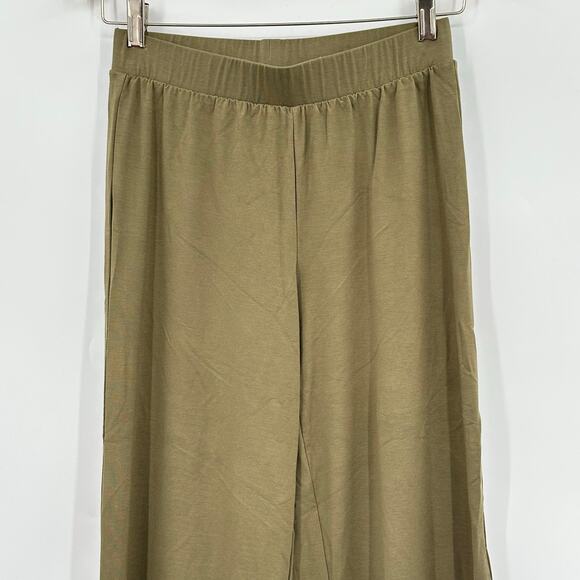 LOGO by Lori Goldstein Wide Leg Pants Olive Green Modal Jersey Womens XXSP 2XSP - Picture 5 of 9